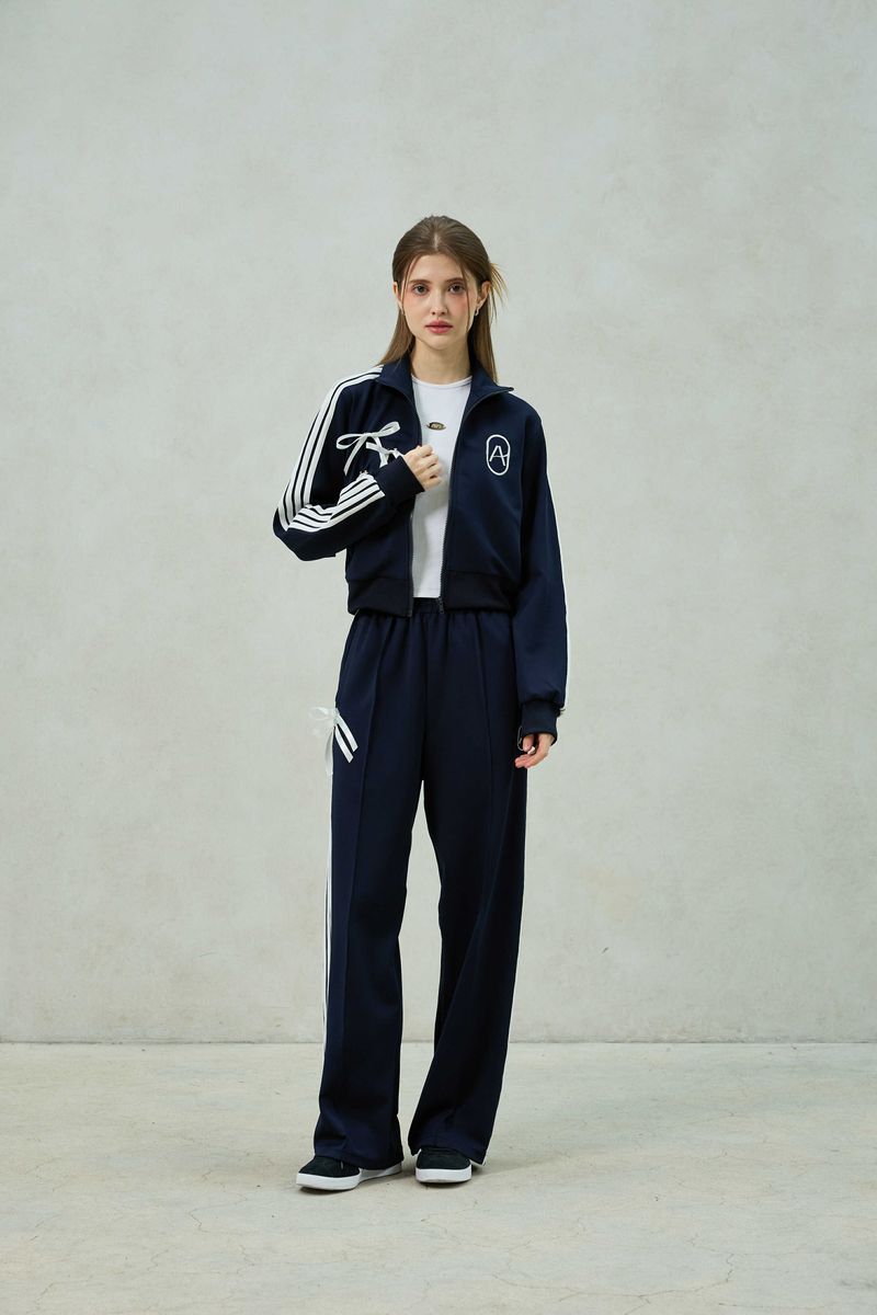 RIBBON JERSEY TRACK TOP / NAVY