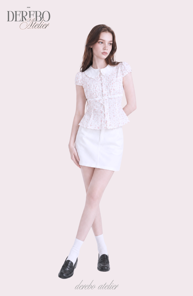 Peter Pan Floral Short-Sleeve Blouse