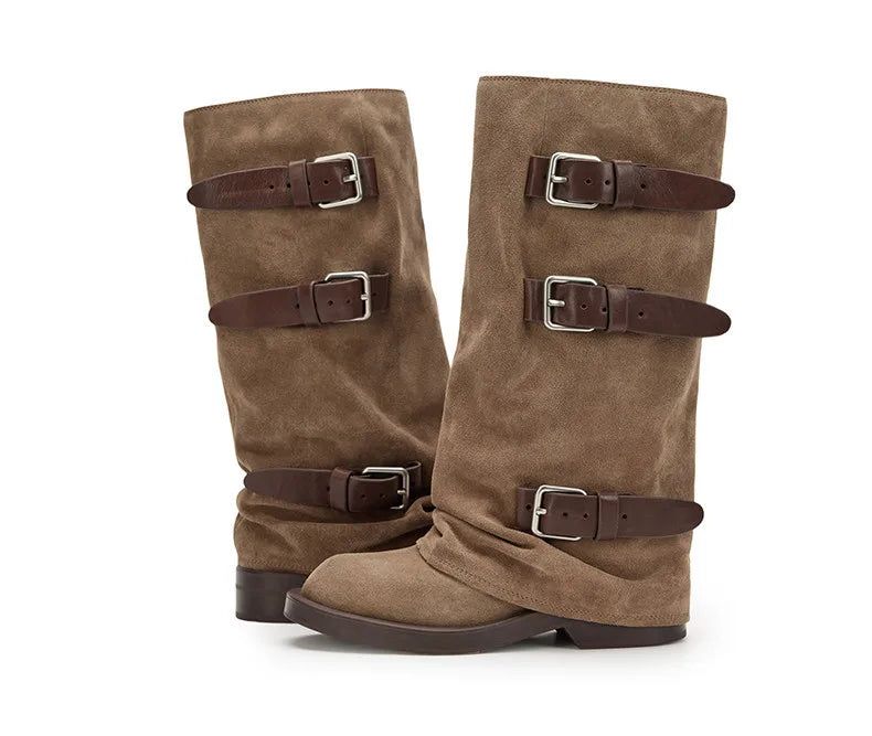 Zadie Triple-Strap Slouch Boots