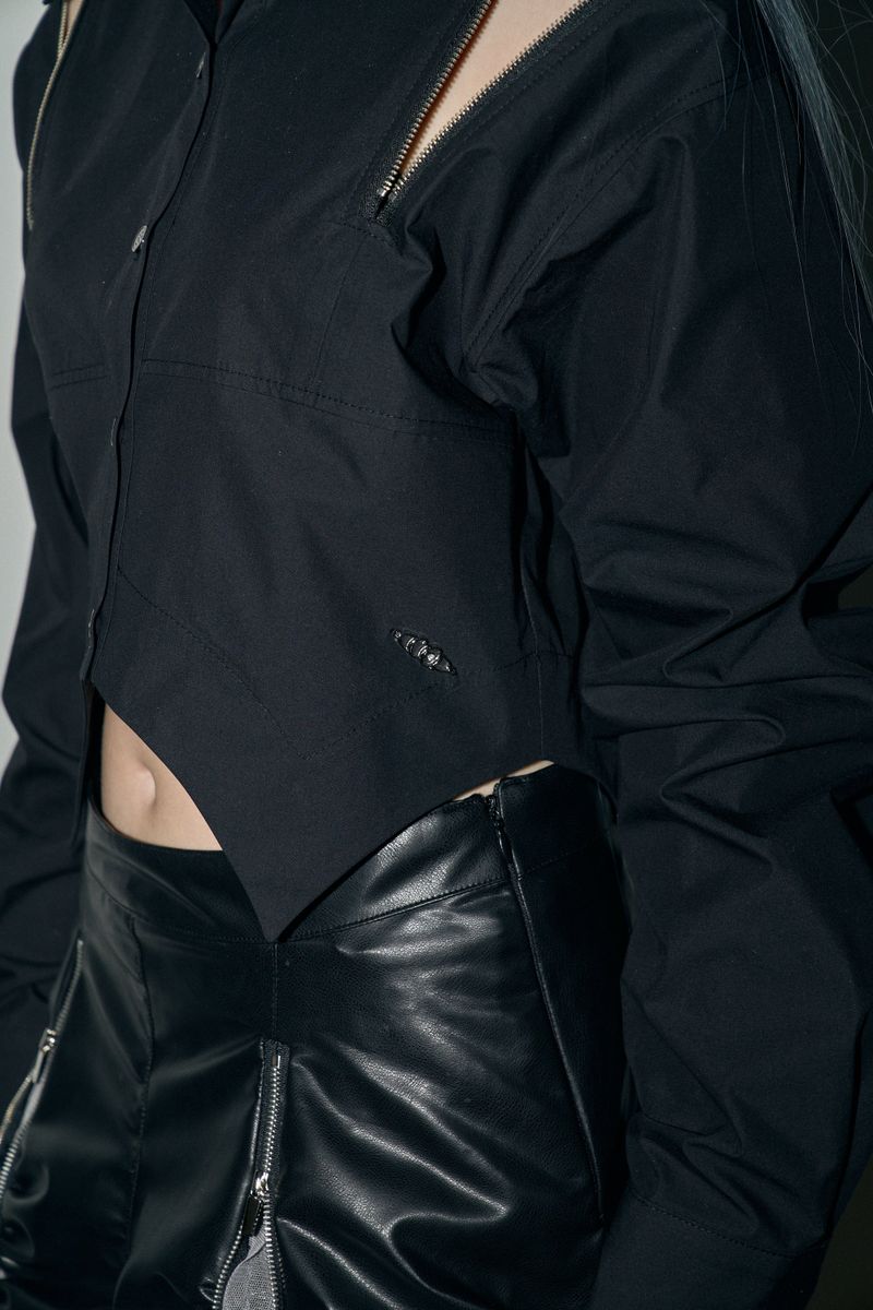 zipper crop sh - black
