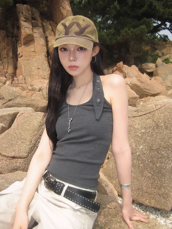 anyonemore（エニーワンモアー）の「26SS★ [MADE] Pyoli Eyelet Halter Ribbed Sleeveless（Tops）」