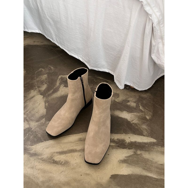 [HANDMADE] Suede square toe chelsea boots (3color)