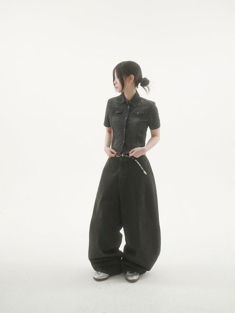 Cattle painting denim pants -2C
