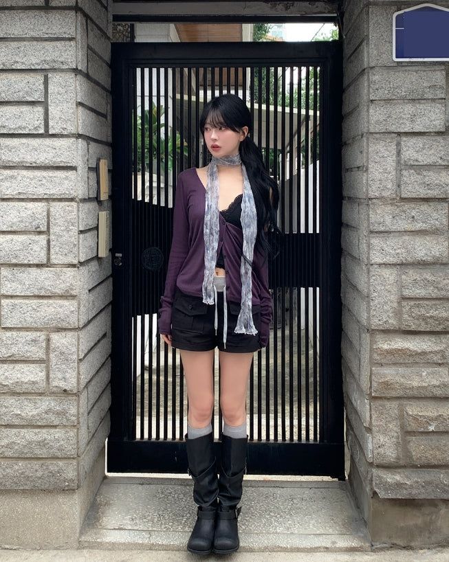 Mine Ribbed V-neck Button Cardigan