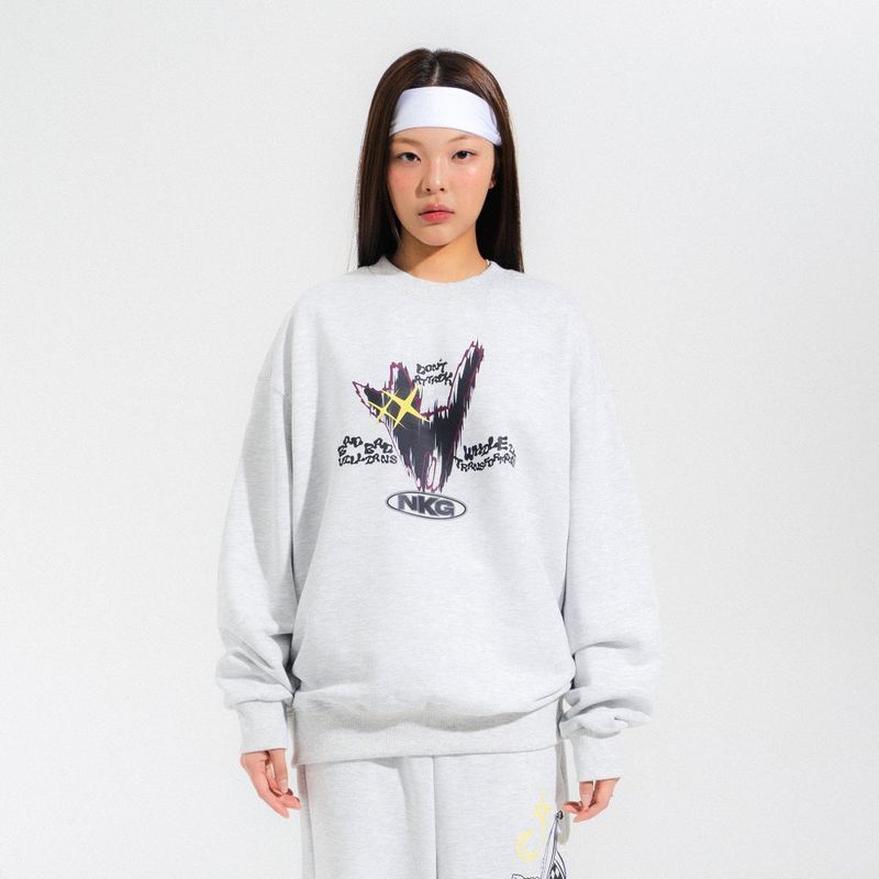 NEWKITSCH（ニューキッチジェネレーション）の「ヘンシンキャットスウェットシャツ - ライトメランジ（トップス）」