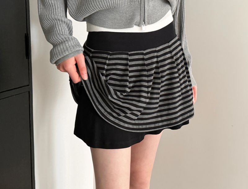 [ORIGINAL] Piece Striped Layered Skirt