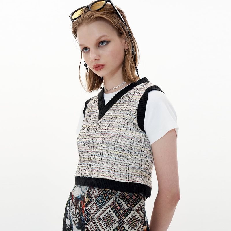 Tweed Crop Vest [Cotton Candy]