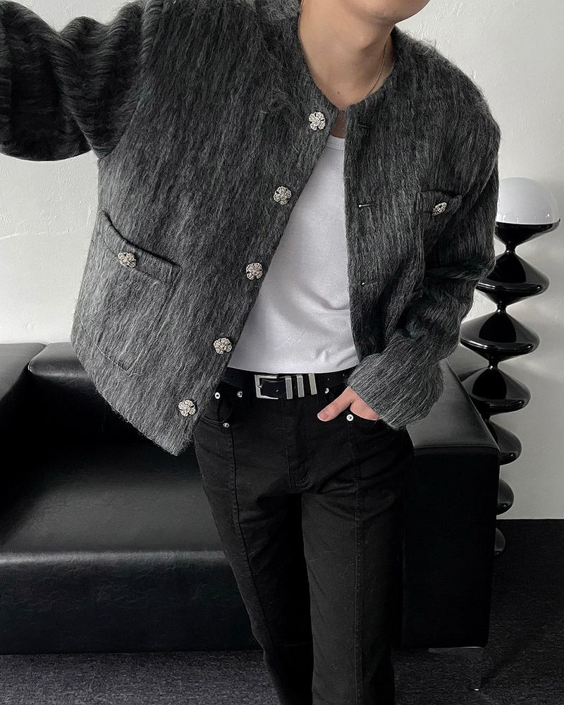 90's Jade Mohair Crop Jacket (2 colors)