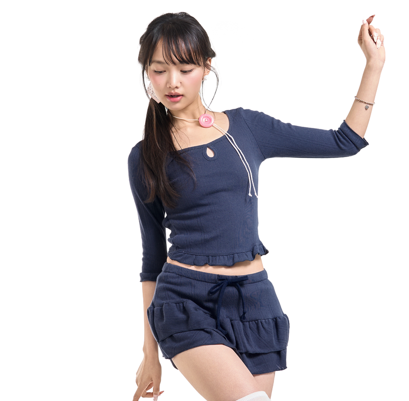 BLOSSOM PICOT MINI SKIRT [NAVY]