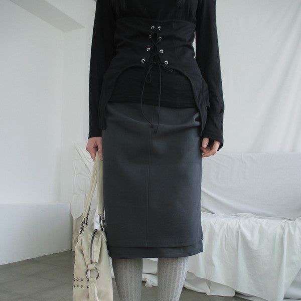 timelineseoul（タイムラインソウル）の「front double midi sk（Skirts）」