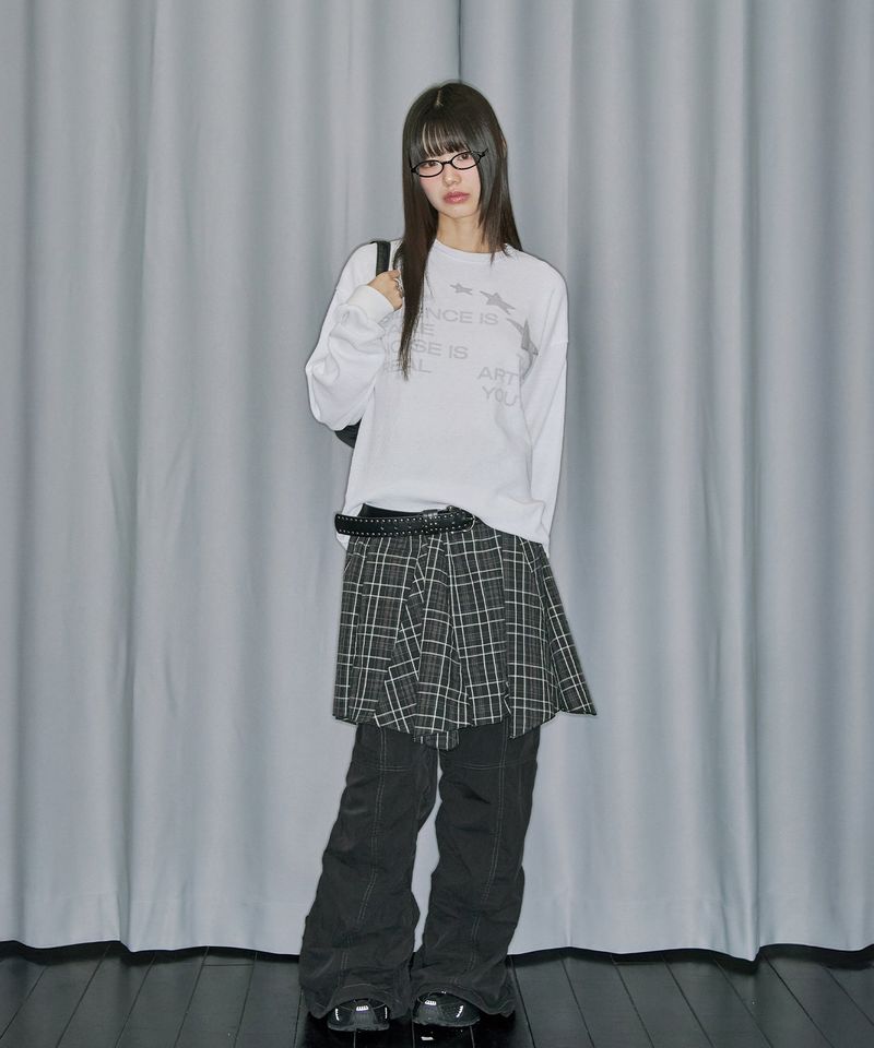 Star Applique Waffle Long Sleeve - OFF WHITE