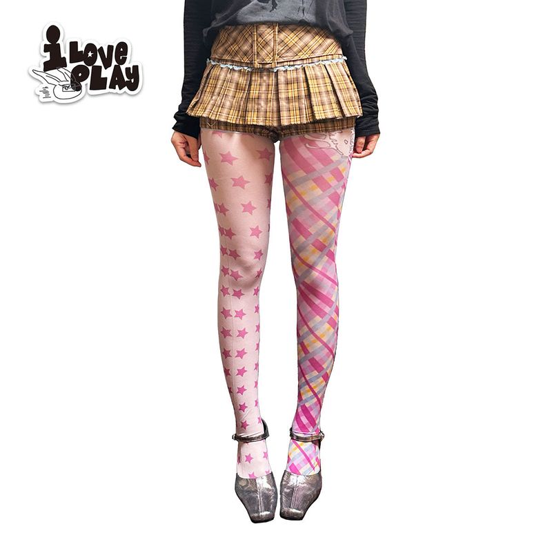 loveplayshop（ラブプレイショップ）の「loveplayshop Y2K print, 不規則な星形の模様のシルクストッキング（ファッション小物）」