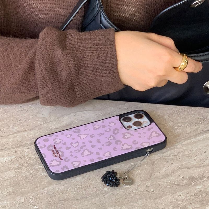  HEART LEOPARD GLASS BUMPER CASE (PINK / CASE ONLY)