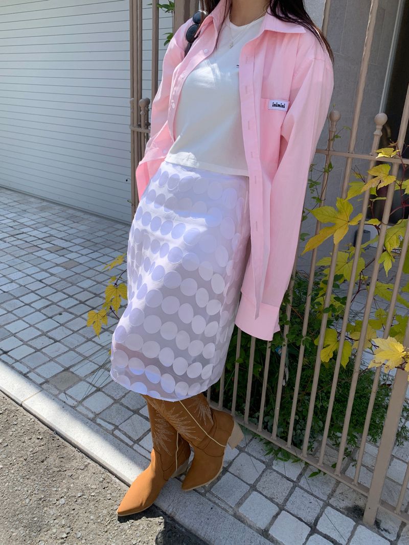 ribbon button shirt-2type(white,pink)