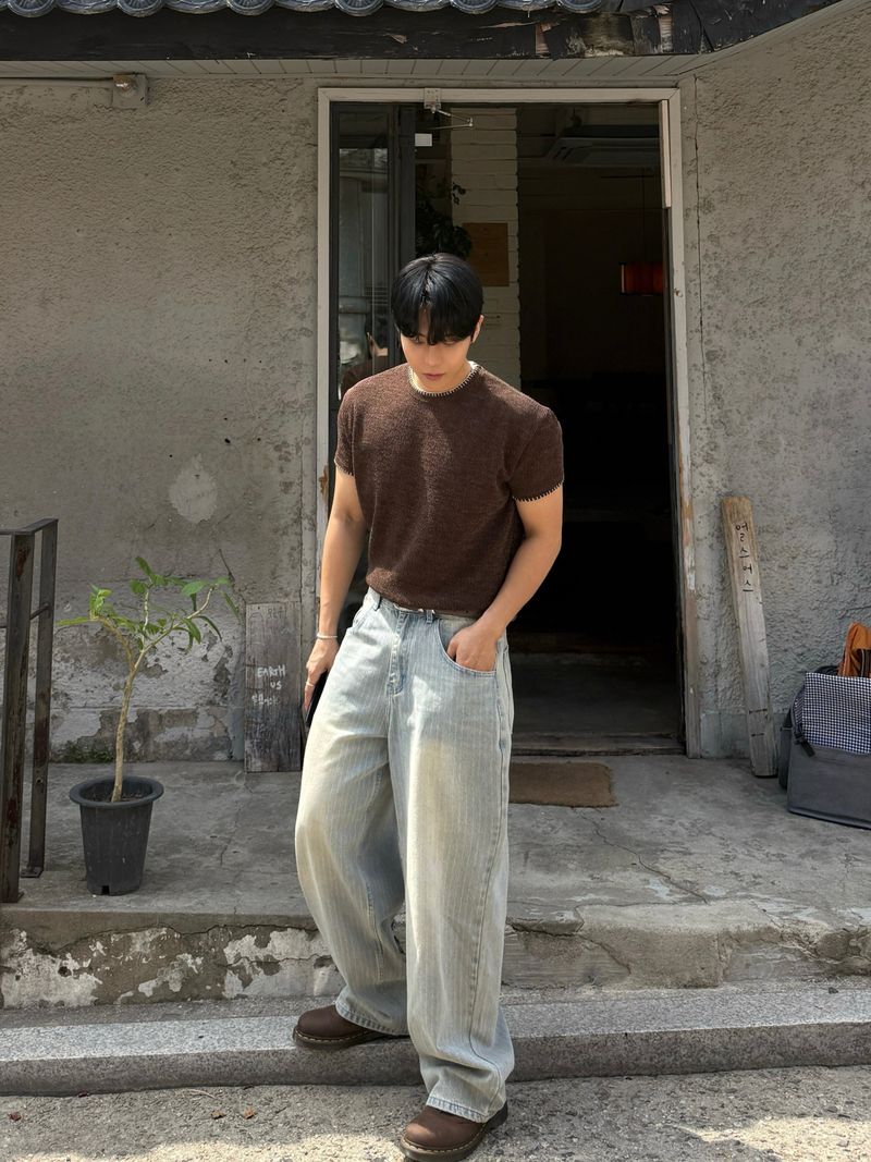 Fitz stripe denim pants