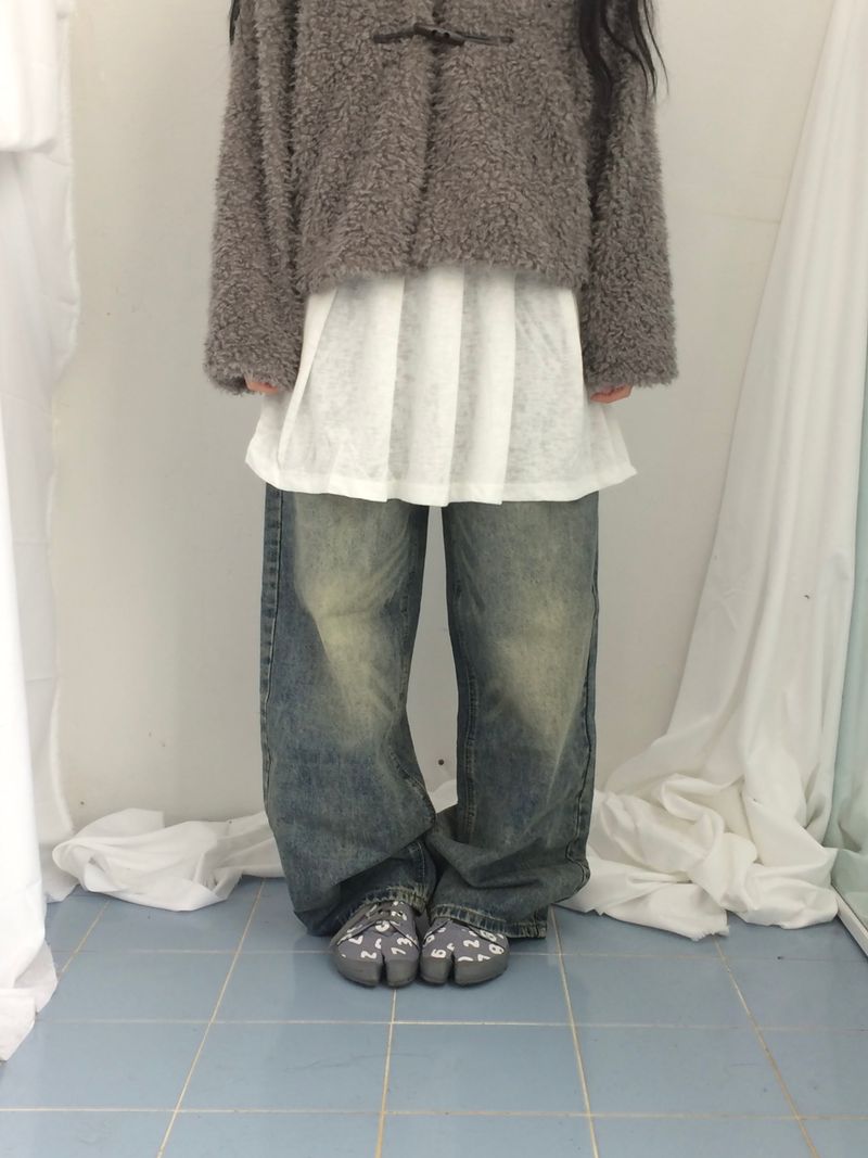 line and pleated dress