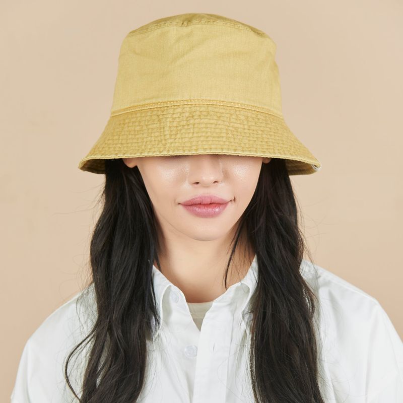 Monogram Label Pigment Bucket Hat Yellow