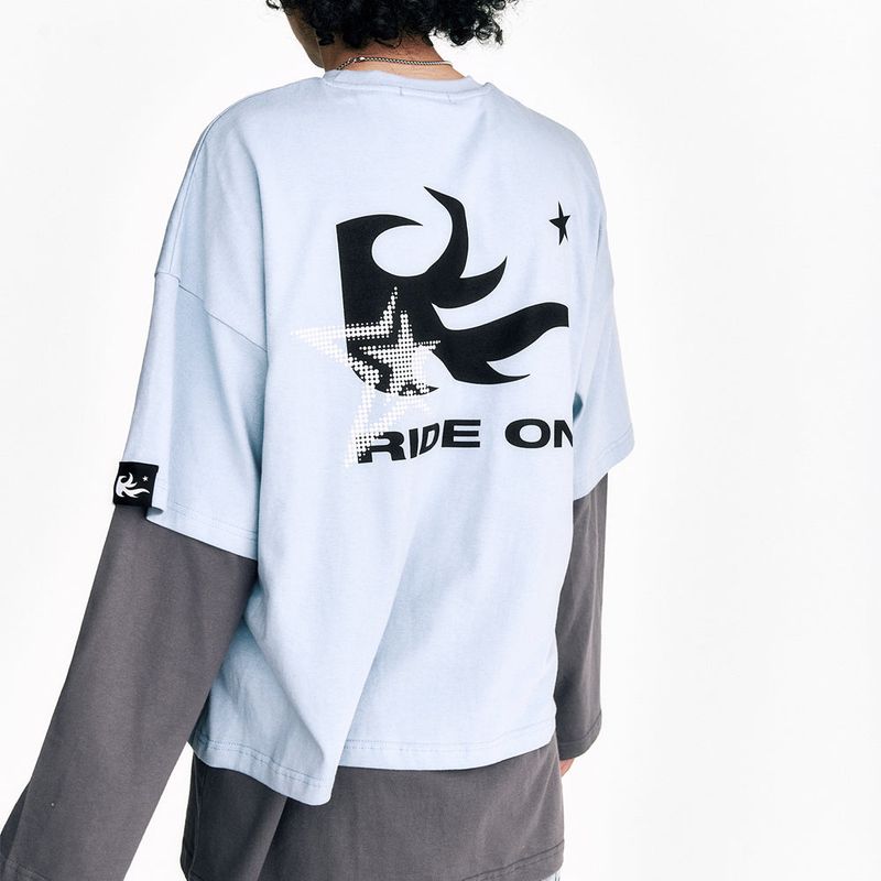 Sserpe（セルぺ）の「Flame Star Layered Long Sleeve T Pigment Light Blue（Tops）」