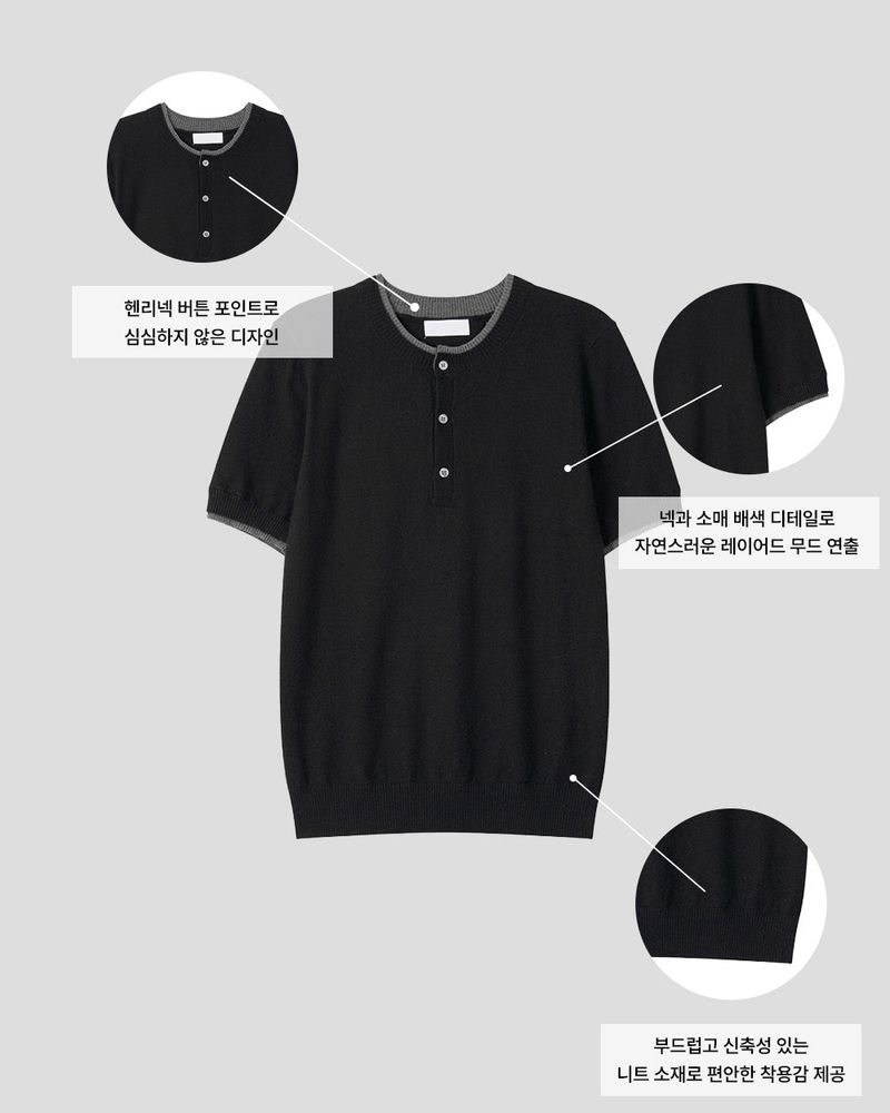 Eren Layered Henley Neck Knit
