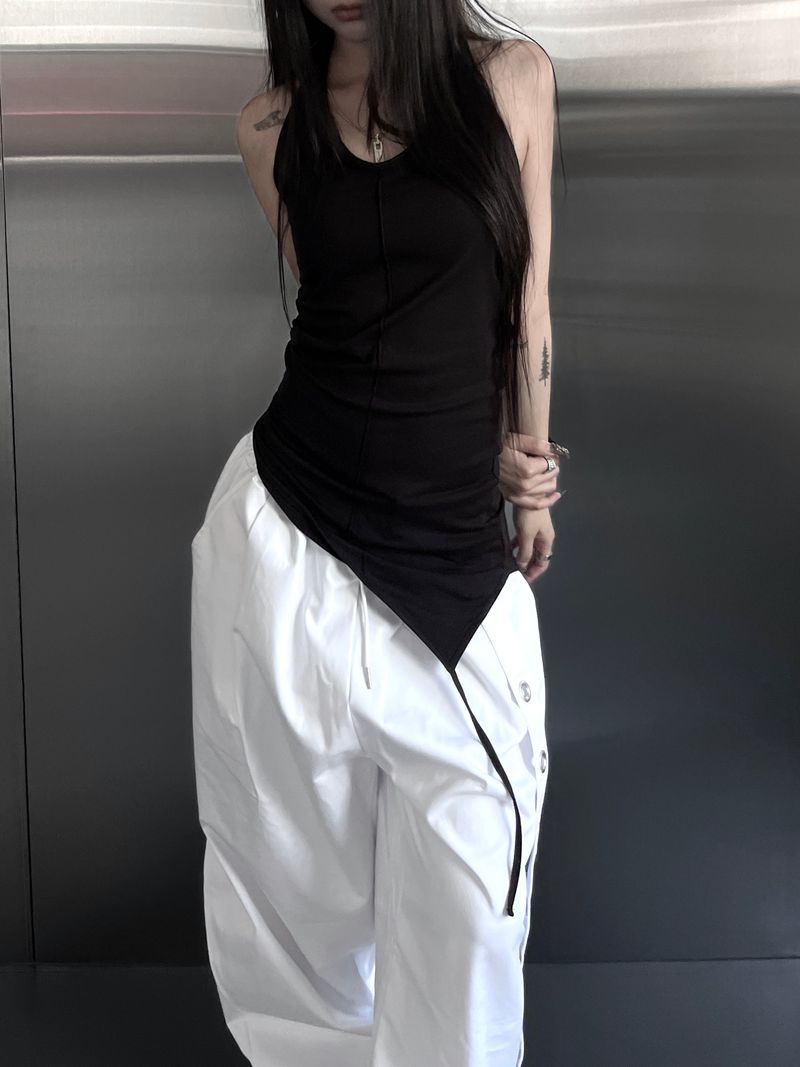 clean unbalanced strap sleeveless (2color)