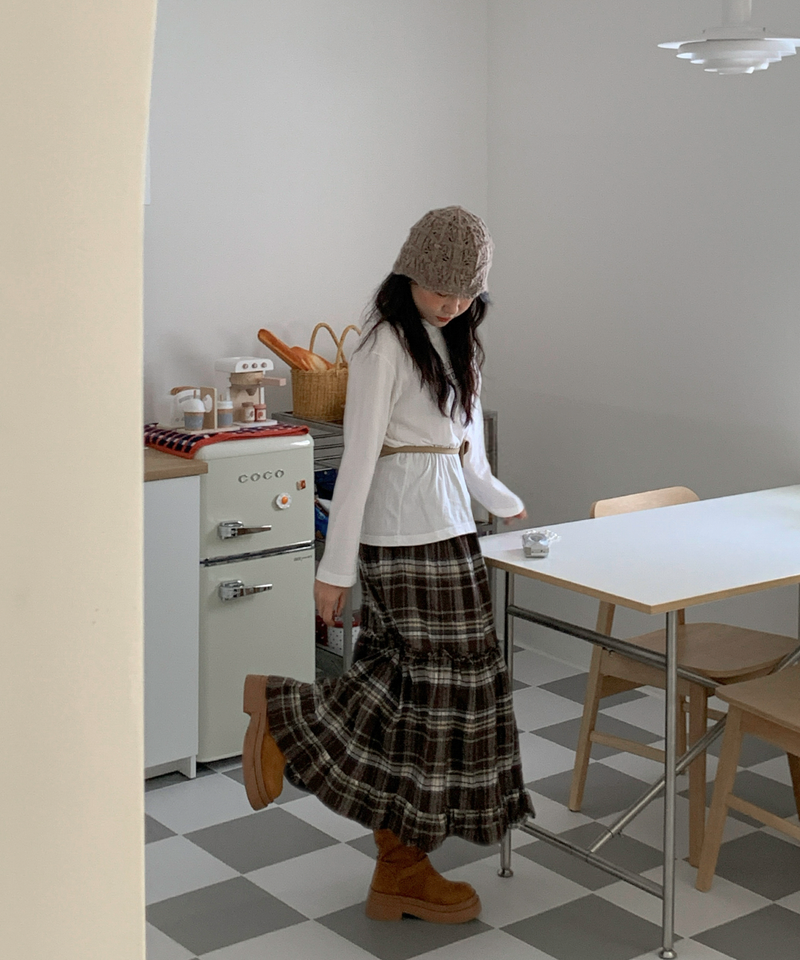 Sorbet Long Checkered Skirt