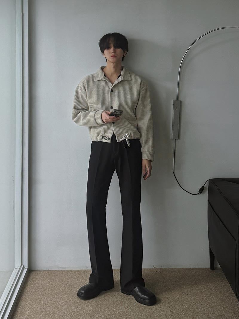 ASCLO String Velour High Neck Cardigan (3color)