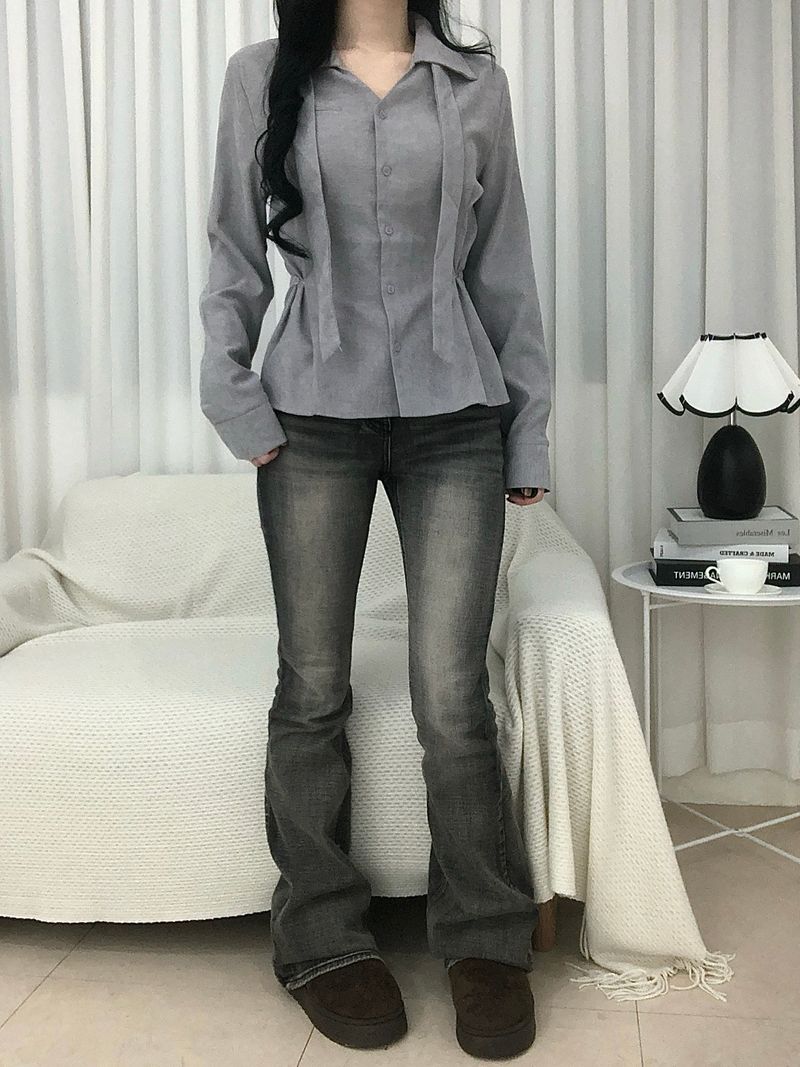 Dual Tie Pintuck Line Shirt