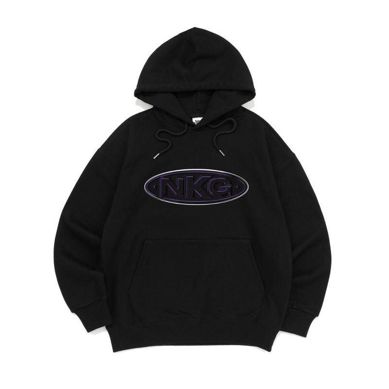 CHROME OVAL LOGO HOOD TEE-BLACK