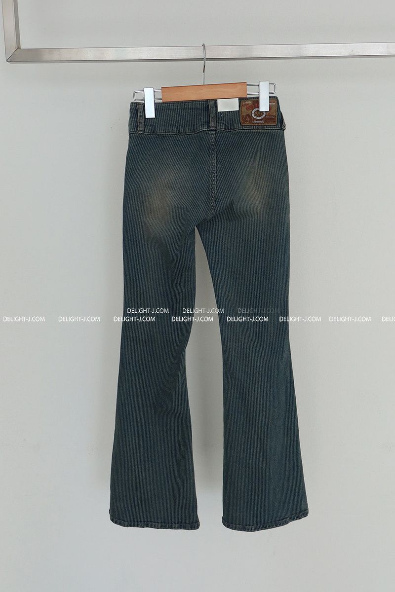 Stripe low bootcut jeans