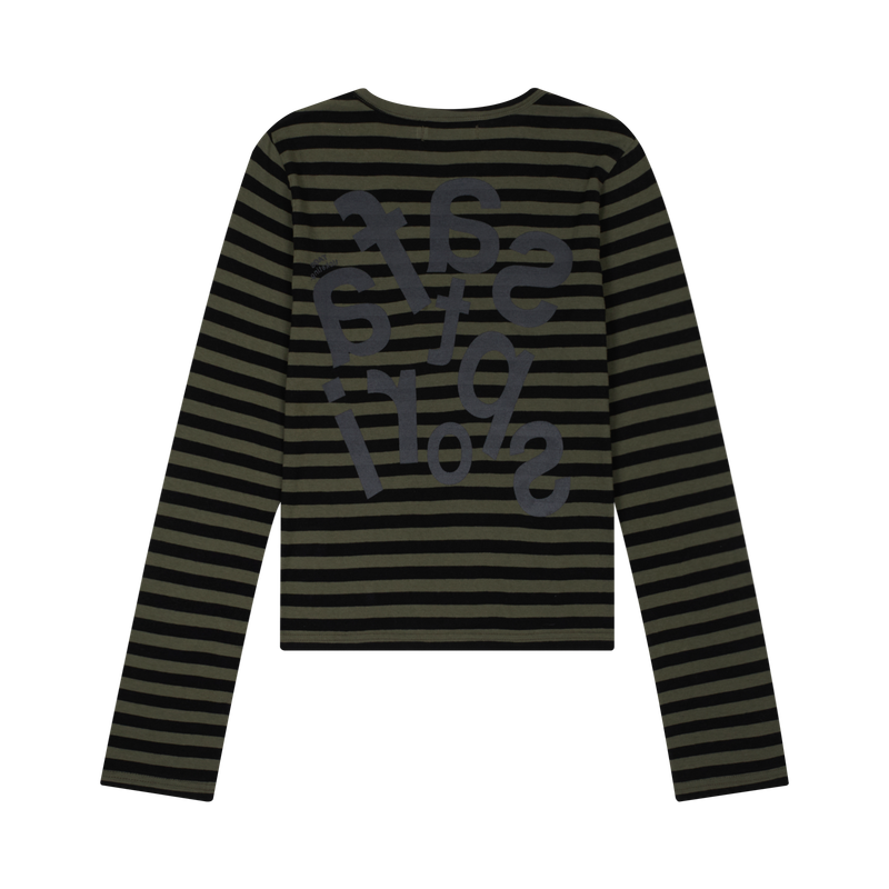 1/2 TICKETING STRIPE BORDER TEE (OLIVE)