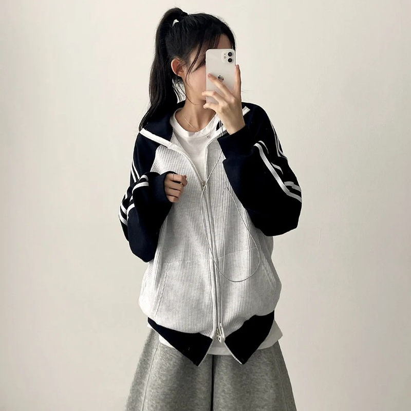 Waffle Two Tone Mix Nagrang Track Zip-Up
