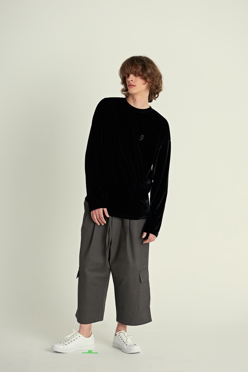 ドロップショルダーベルベットTシャツ