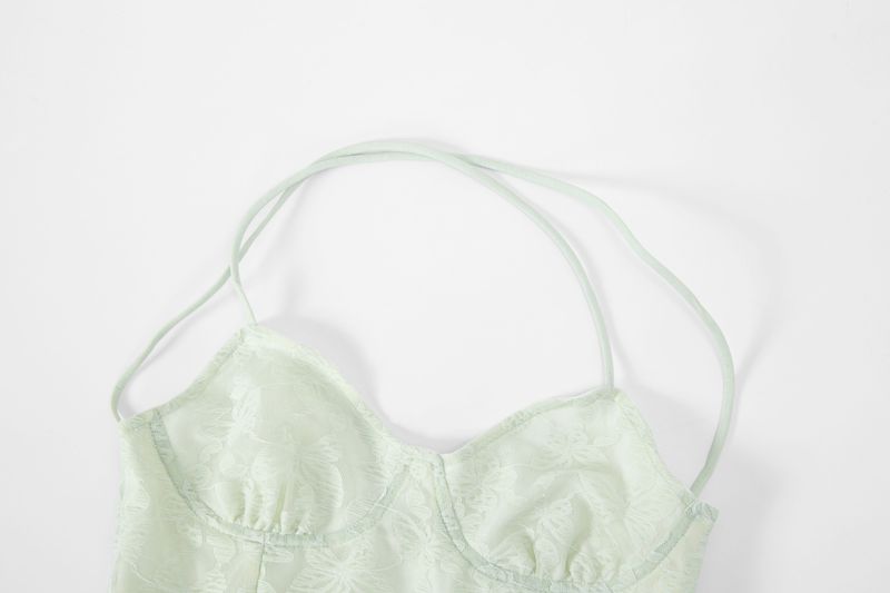 lace backless top mint butterfly