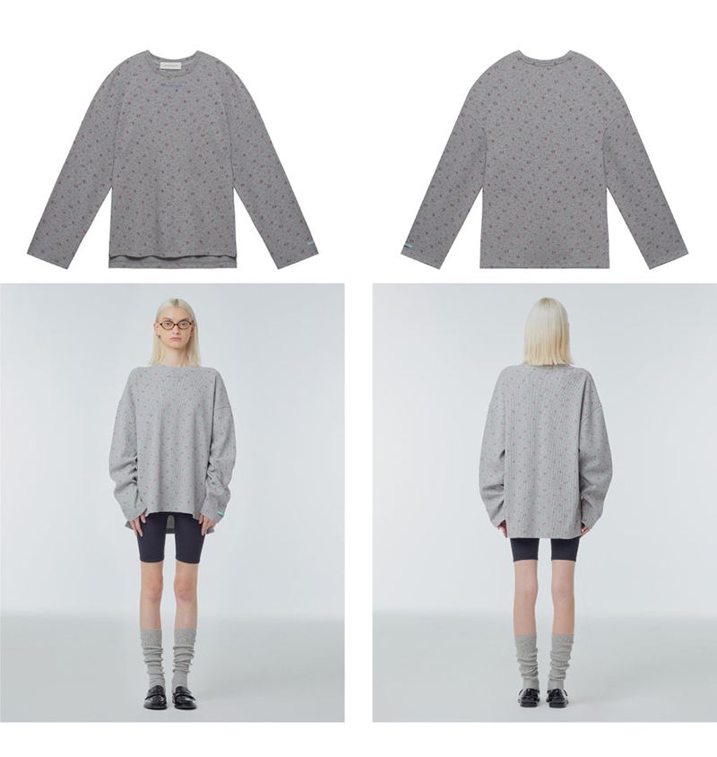Floral-print long-sleeved