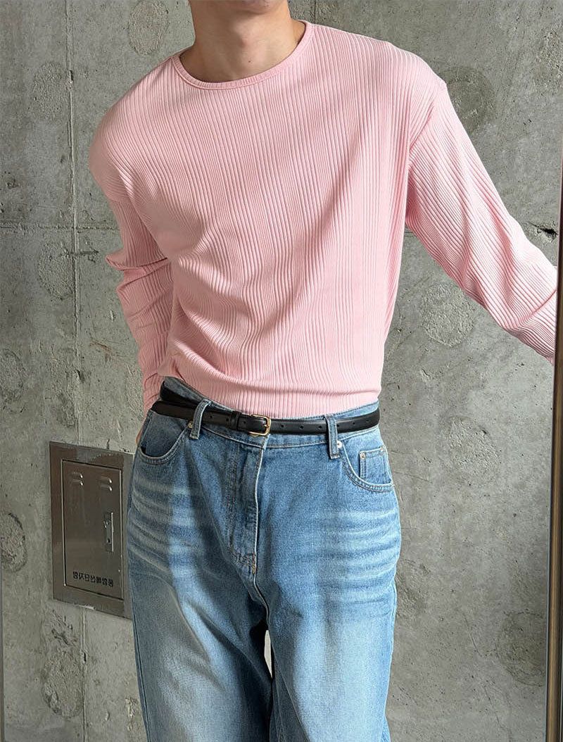 Irrregular rib slim long sleeves(5color)