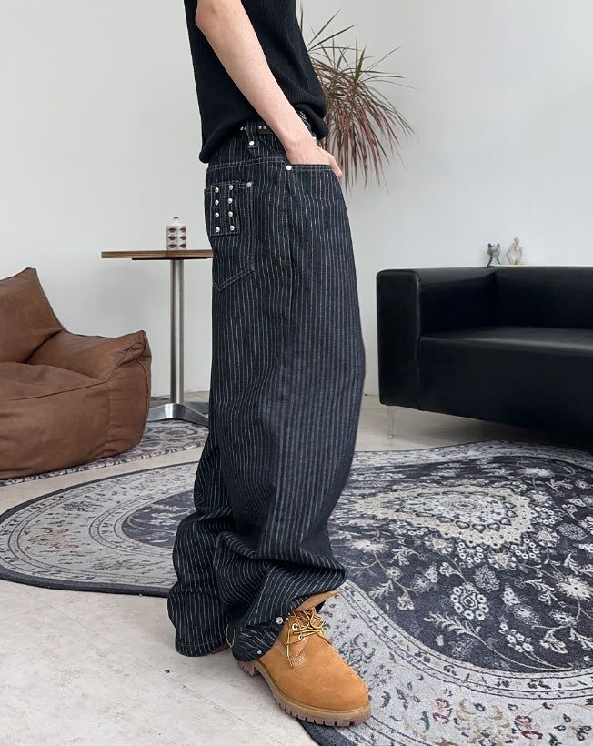 エッフェルスタッドストライプデニムパンツ