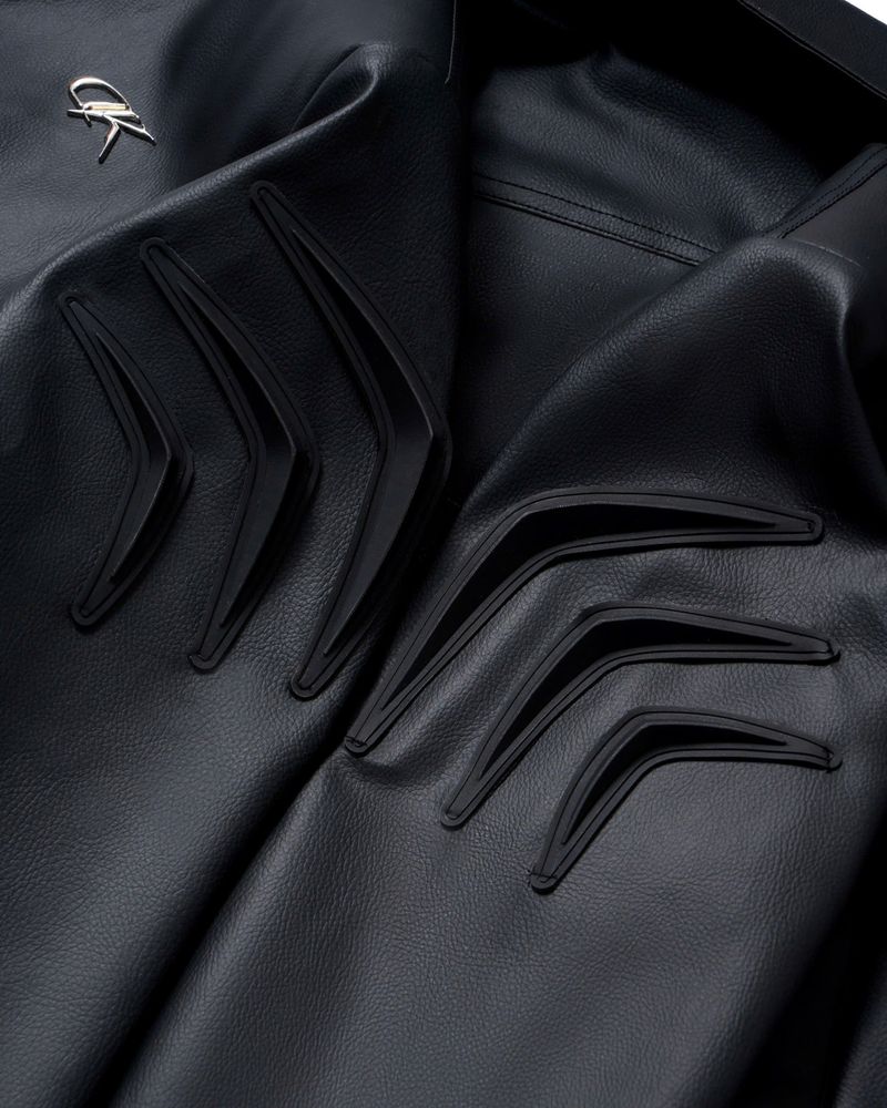 PADDED-SHOULDER LEATHER JACKET