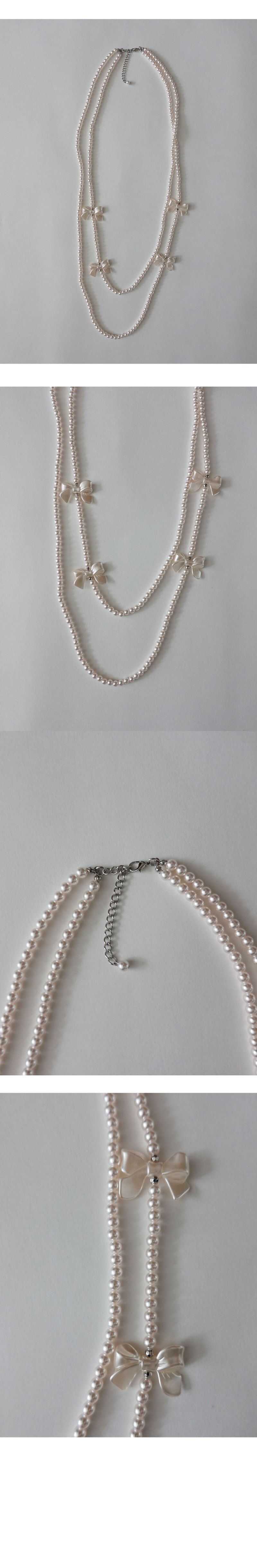 RIBBON PEARL LONG NECKLACE