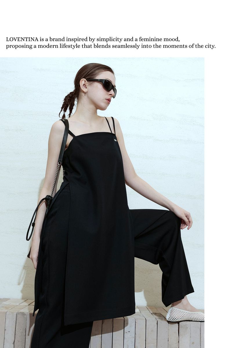 DEEP SLIT DRESS_NAVY