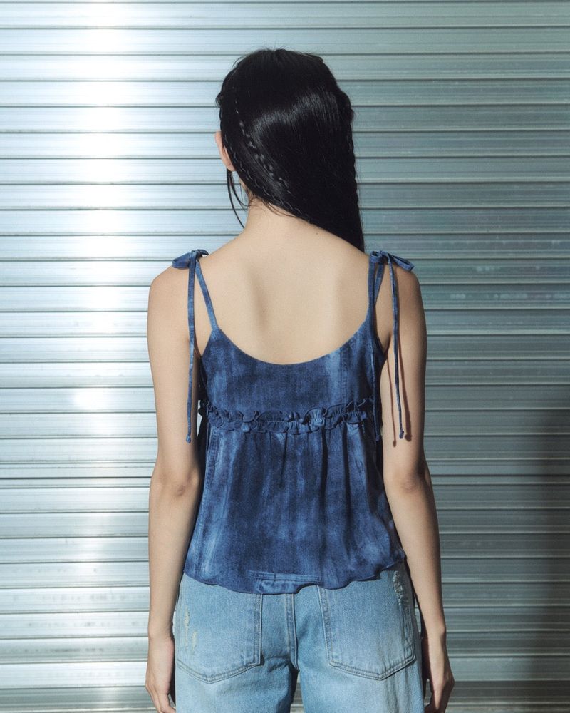 frill open bl - denim