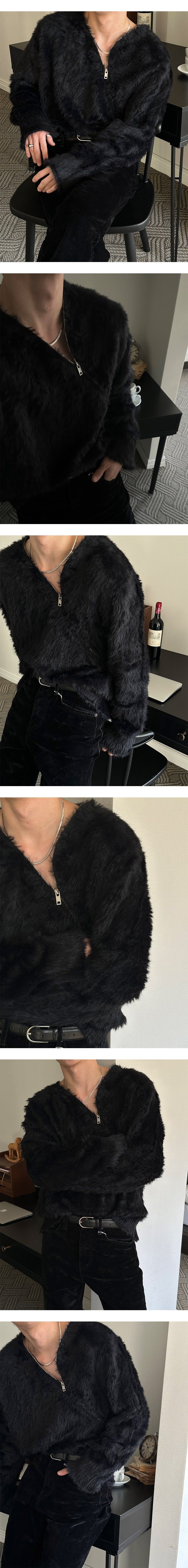 [F/W] Angora brush side zipper knit(2color)