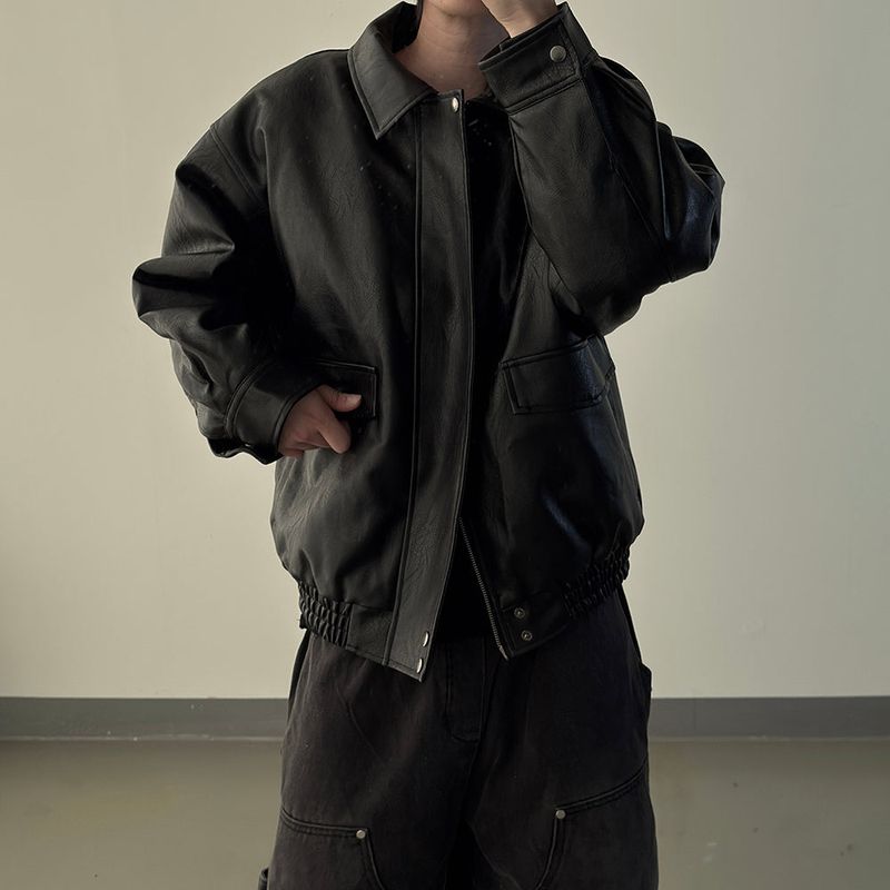 Lining fur oversized leather jumper