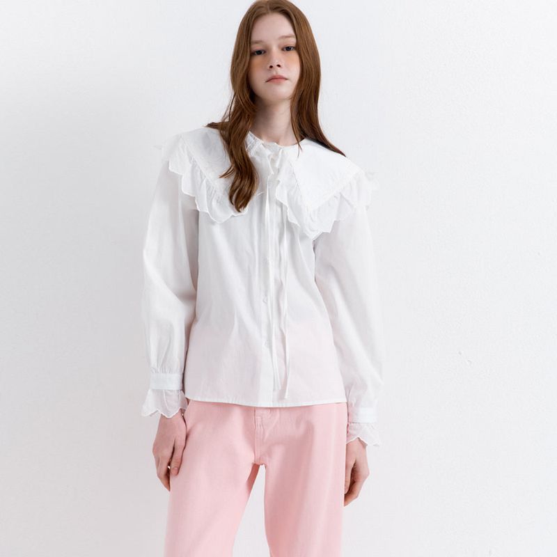 Wide Collar Blouse White