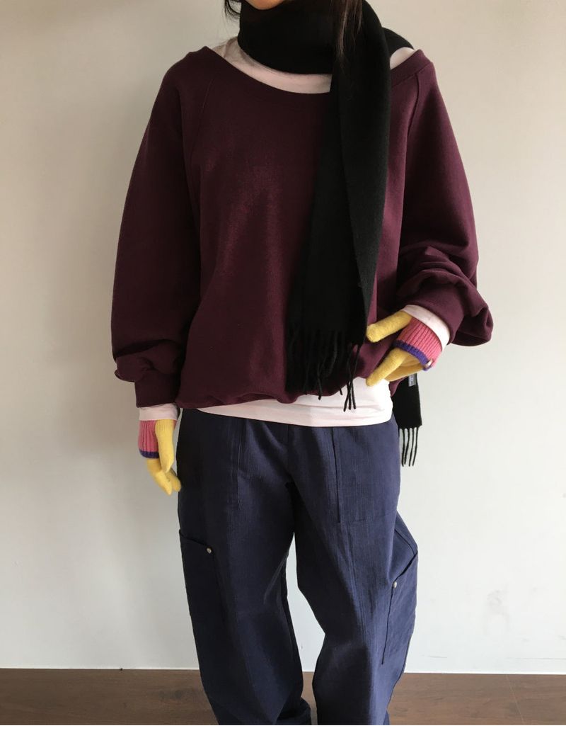 Mauve One-Shoulder Off Sweatshirt (2 Colors)