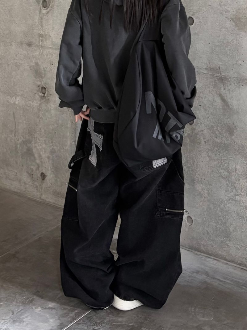 back cross carpenter denim pants