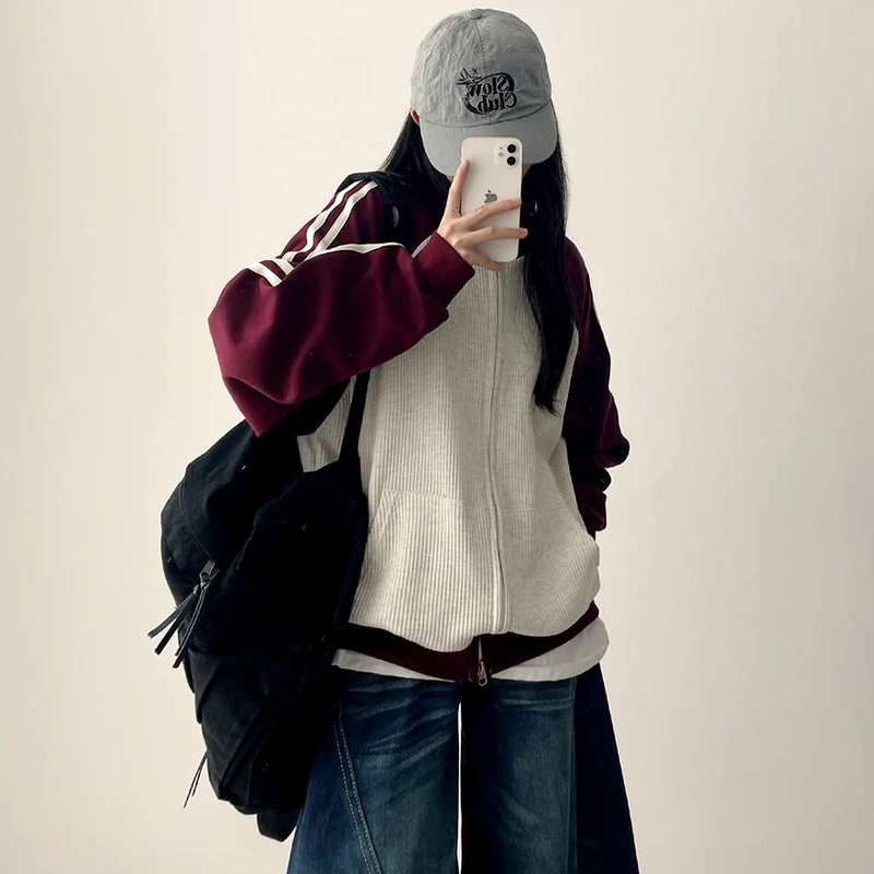 Waffle Two Tone Mix Nagrang Track Zip-Up