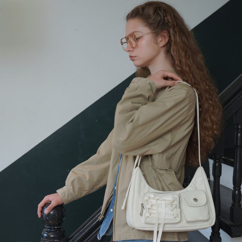 Ribbon hobo bag_ivory