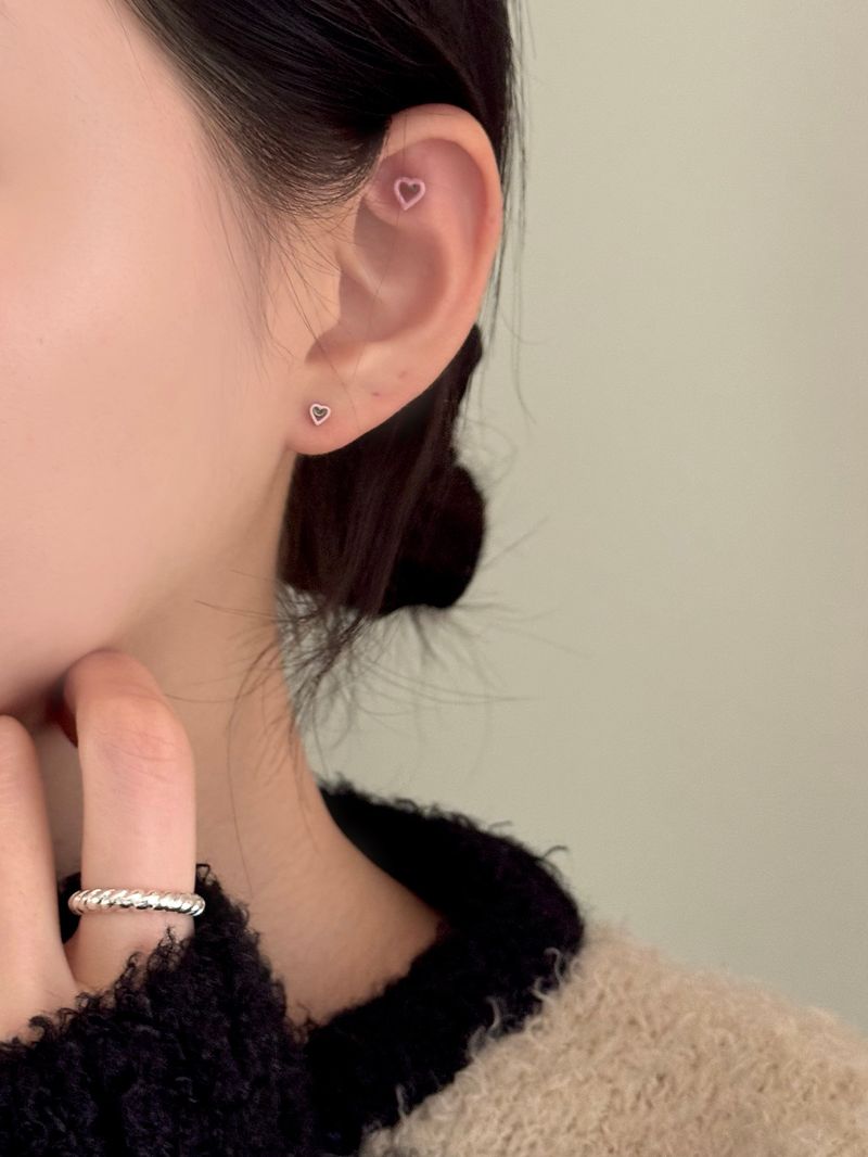 [3 color] heart piercing / 2 sizes / mini daily simple point