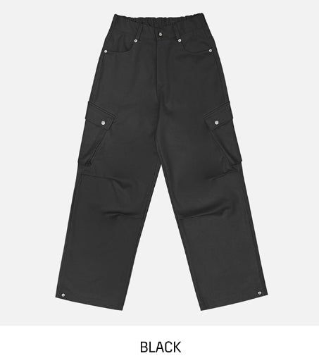 [wool20%] Cain pintuck snap wool cargo pants