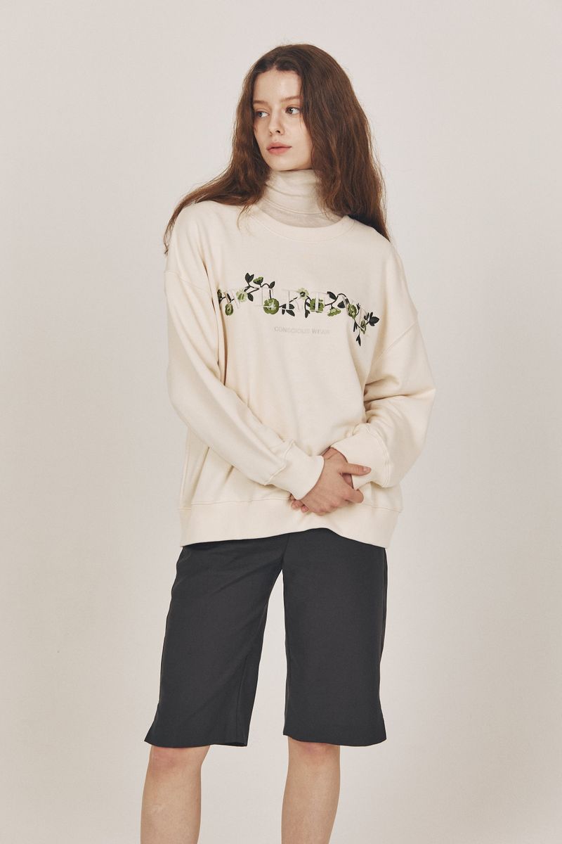 Flower Logo Embroidered Sweat shirt